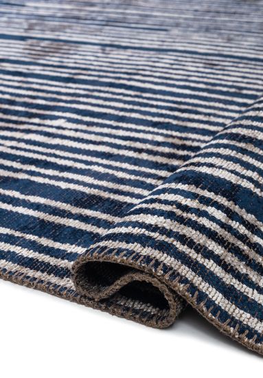 Brighten Blue & Grey Stripes Modern Rug