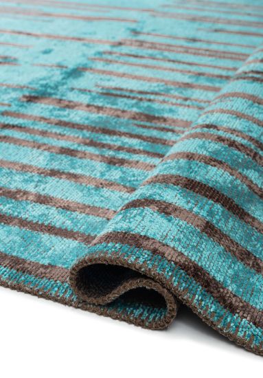 Brighten Blue & Brown Stripes Living Room Rug