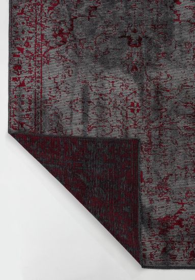 Vintage Eclog Modern Grey & Red Outdoor Rug