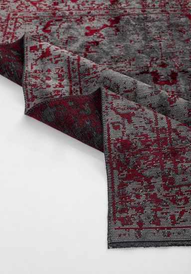 Vintage Eclog Modern Grey & Red Outdoor Rug