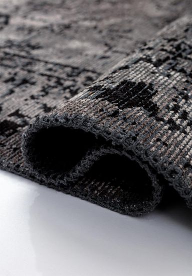 Eclog Grey & Black Vintage Dining Room Rug