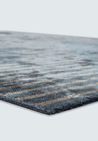 Loomlight Blue & Grey Striped Living Room Rug
