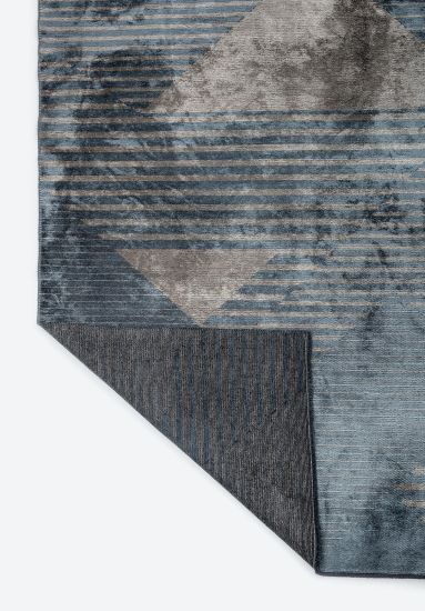 Loomlight Blue & Grey Striped Living Room Rug