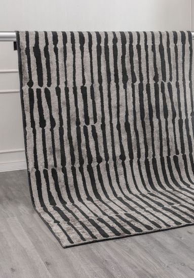 Dazzlingly Grey & Black Stripes Living Room Rug