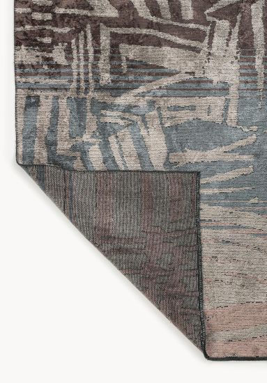 Sheer Blue Beige Abstract Living Room Rug