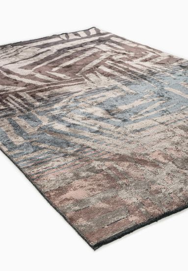 Sheer Blue Beige Abstract Living Room Rug