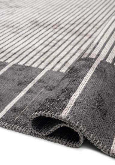 Filigree Cream & Grey Stripes Modern Rug