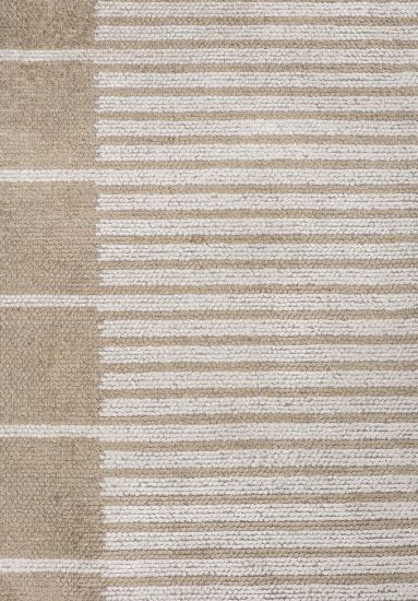 Cream & Grey Filigree Stripes Modern Rug