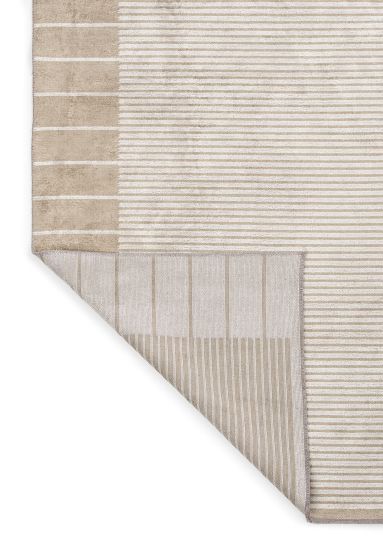 Cream & Grey Filigree Stripes Modern Rug