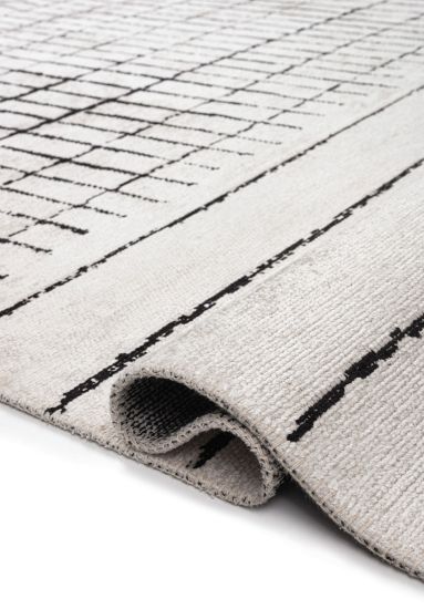 Medallion Cream Stripes Bedroom Rug