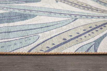 Baskili Green Cream Floral Indoor Rug