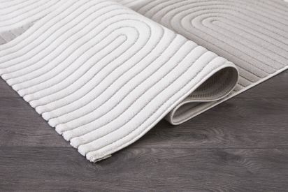 Alvara Cream Grey Scandi Geometric Living Room Rug