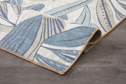 Baskili Green Cream Floral Indoor Rug