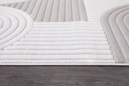 Alvara Cream Grey Scandi Geometric Living Room Rug