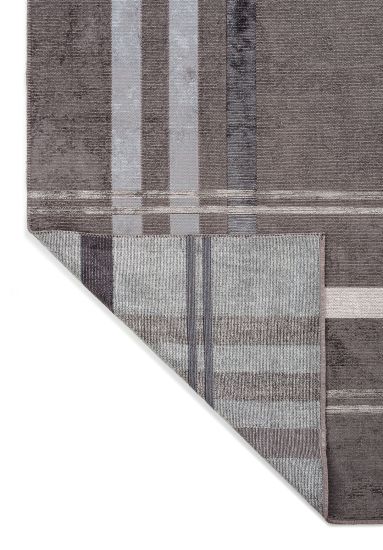 Lucid Grey & Cream Stripes Modern Rug