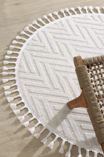 Milta Cream Chevron Living Room Rug