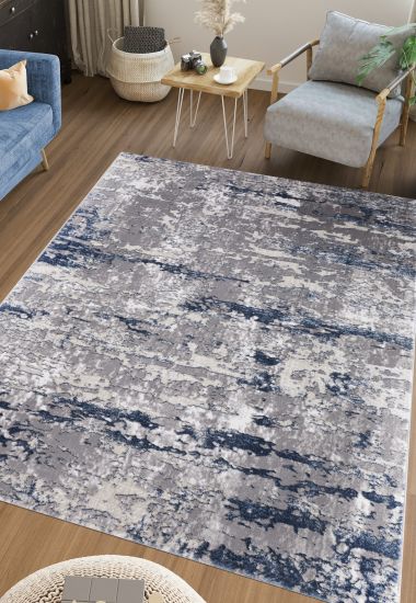 Ombrea Grey Blue Abstract Bedroom Rug