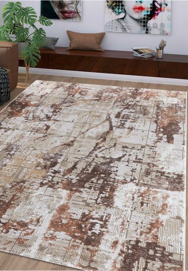 Luxara Beige Brown Modern Abstract Living Room Rug