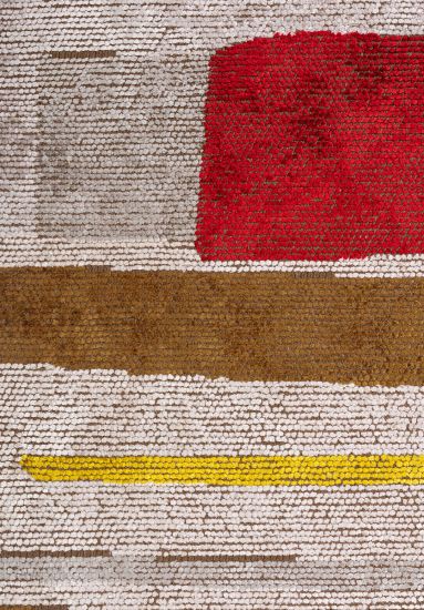 Abstract Grey & Yellow Fossil Modern Rug