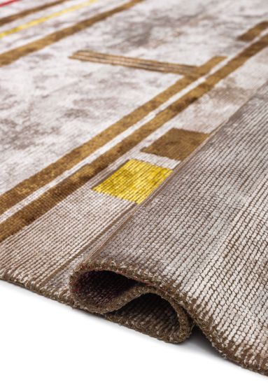 Abstract Grey & Yellow Fossil Modern Rug