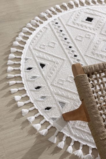 Milta Cream Patterned Bohemian Area Rug