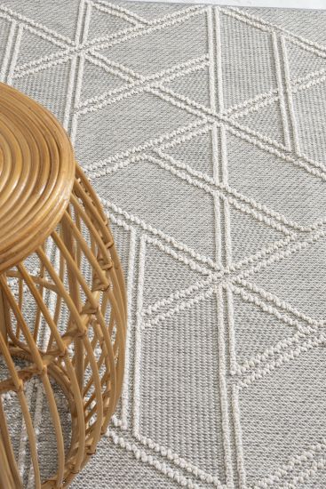Albae Grey Cream Patterned Area Rug