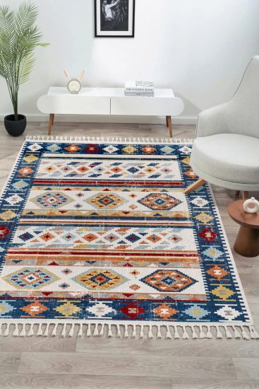 Antiq75 Multicolour Trellis Geometric Bedroom Rug