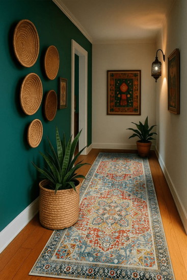 Beylerbeyi85 Multicolour Patterned Bordered Bedroom Rug