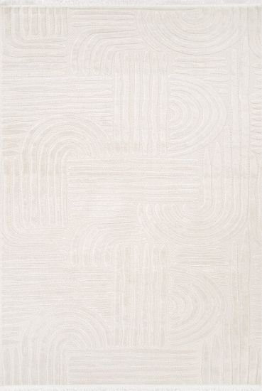 Boyut75 Cream Modern Scandi Living Room Rug