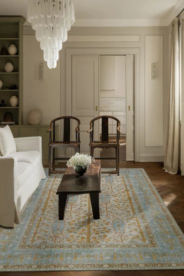 Private85 Gold Blue Persian & Oriental Living Room Rug