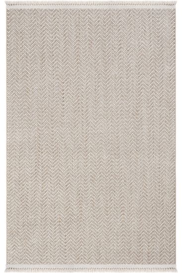 Olinda85 Beige Cream Chevron Plain Living Room Rug
