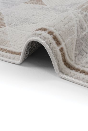 Nevada85 Cream Brown Geometric Living Room Rug