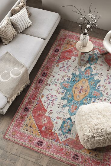 Beylerbeyi85 Pink Red Persian & Oriental Living Room Rug
