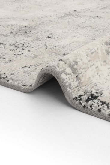 London85 Cream Grey Abstract Bedroom Rug