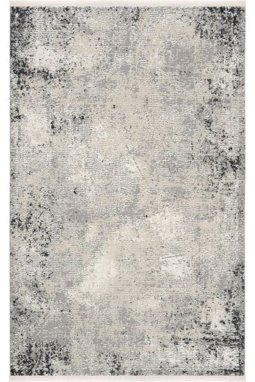 London85 Cream Grey Abstract Bedroom Rug