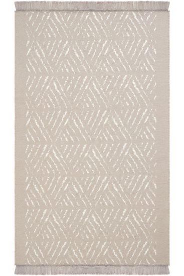 Lovely85 Beige White Modern Scandi Living Room Rug