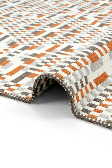 Lovely85 Cream Orange Modern Kilim Bedroom Rug