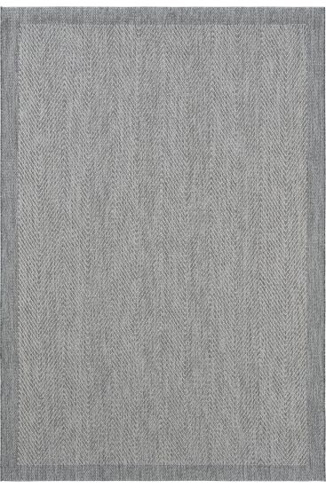 Grande85 Grey Chevron Bordered Outdoor Area Rug