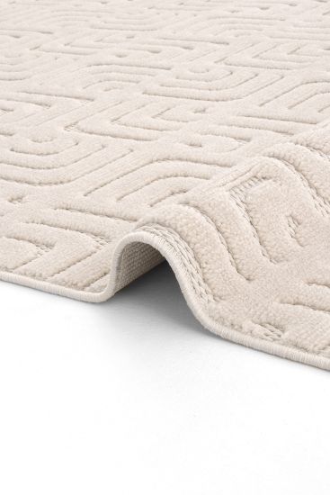 Oliver85 Beige Scandi Geometric Living Room Rug
