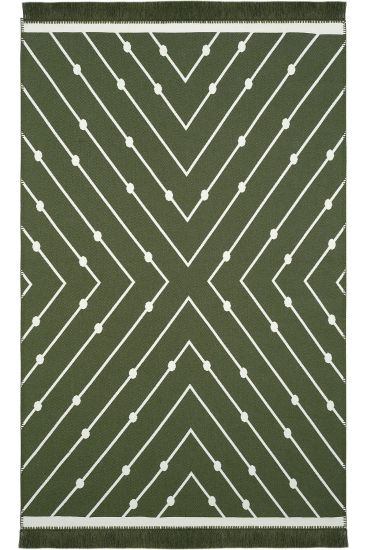 Lovely85 Green Cream Geometric Living Room Rug