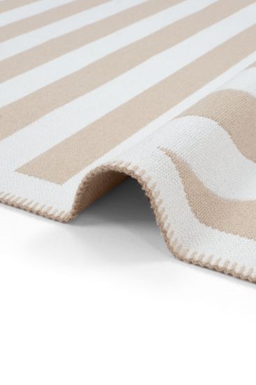 Lovely85 Beige White Patterned Scandi Living Room Rug
