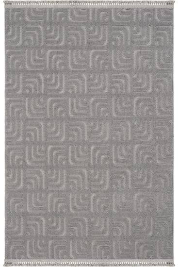 Oliver85 Grey Scandi Geometric Bedroom Rug