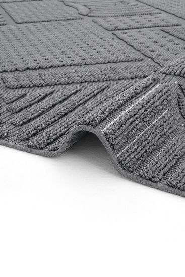 Wood85 Charcoal Modern Patterned Bedroom Rug