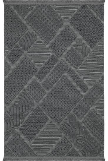Wood85 Charcoal Modern Patterned Bedroom Rug