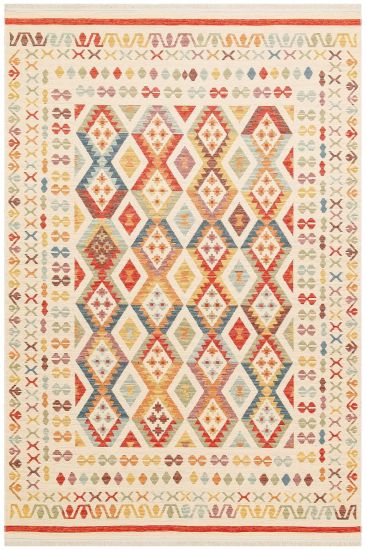 Beykoz85 Geometric Bordered Multicolour Living Room Rug