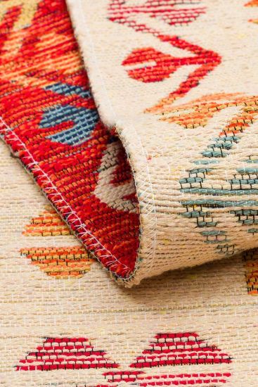 Beykoz85 Geometric Bordered Multicolour Living Room Rug
