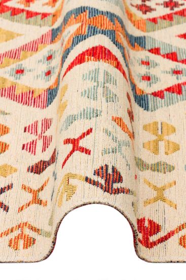 Beykoz85 Geometric Bordered Multicolour Living Room Rug