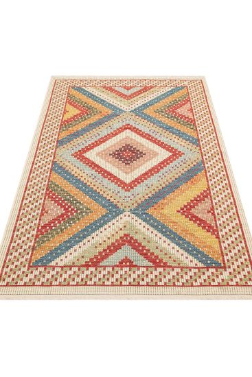 Beykoz85 Multicolour Geometric Bordered Area Rug