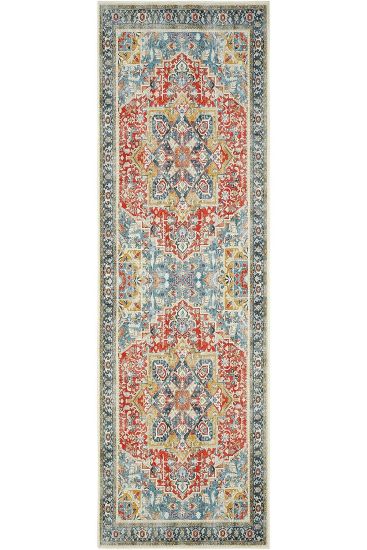 Beylerbeyi85 Multicolour Patterned Bordered Bedroom Rug