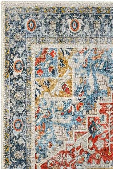 Beylerbeyi85 Multicolour Patterned Bordered Bedroom Rug